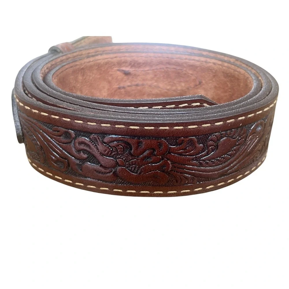 Nocona Men's Leather Western Belt with Silver/ Bronze Buckle size 50